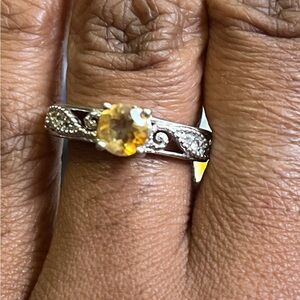 Sterling silver citrine orange ring